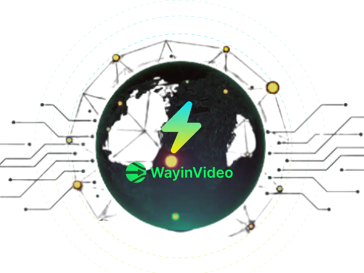 WayinVideo fasst Videos besonders schnell zusammen. Eine digitale Weltkugel symbolisiert Tempo und globale Verfügbarkeit.